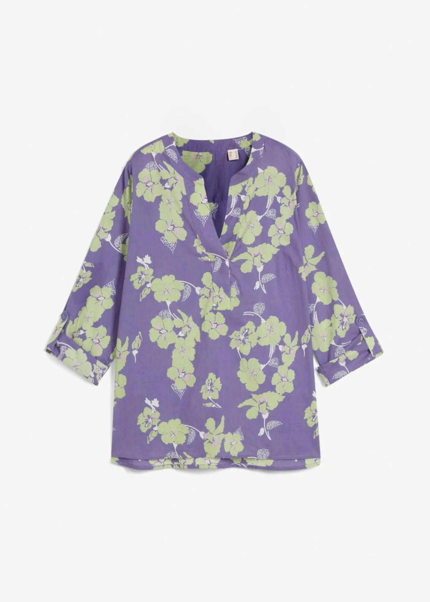 bonprix bonprix Camisas Y Blusas>Blusa tipo túnica de algodón puro Índigo claro de flores