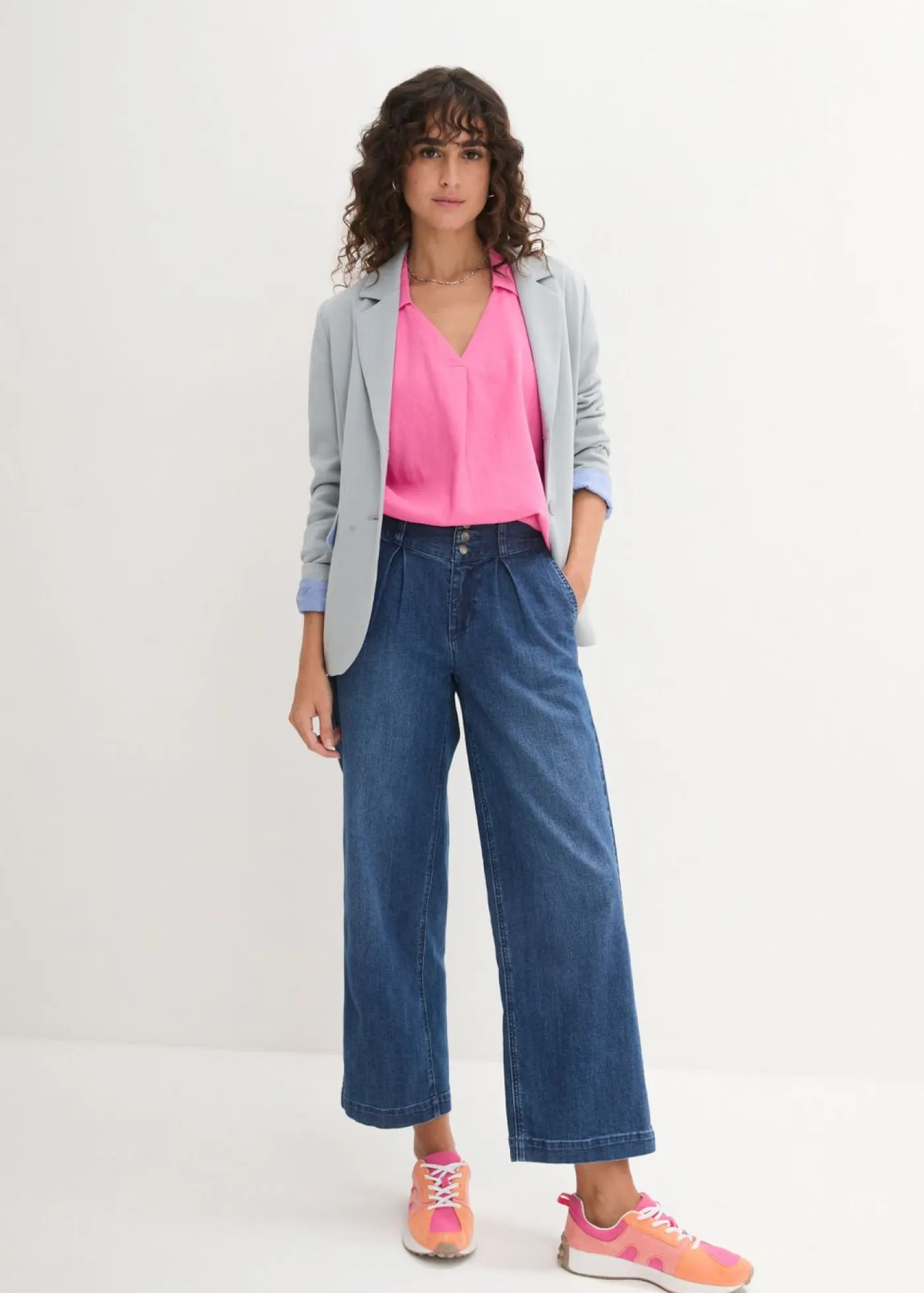 Mujer bonprix bonprix Blusa tipo túnica de mezcla de lino vaporosa