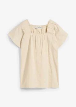 bonprix bonprix Camisas Y Blusas>Blusa tipo túnica de milrayas de algodón Arena claro