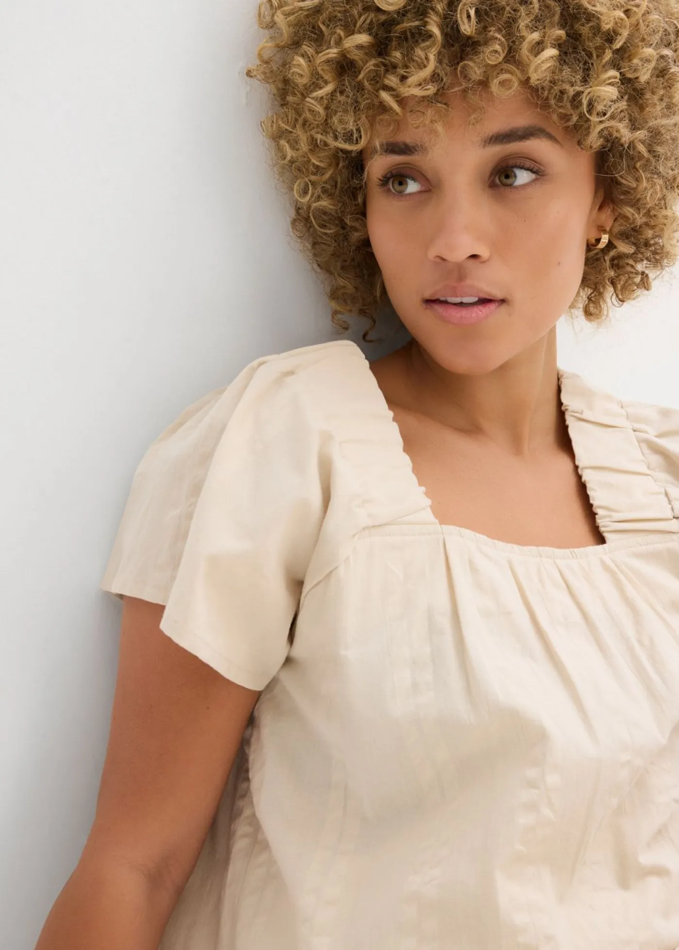 bonprix bonprix Camisas Y Blusas>Blusa tipo túnica de milrayas de algodón Arena claro