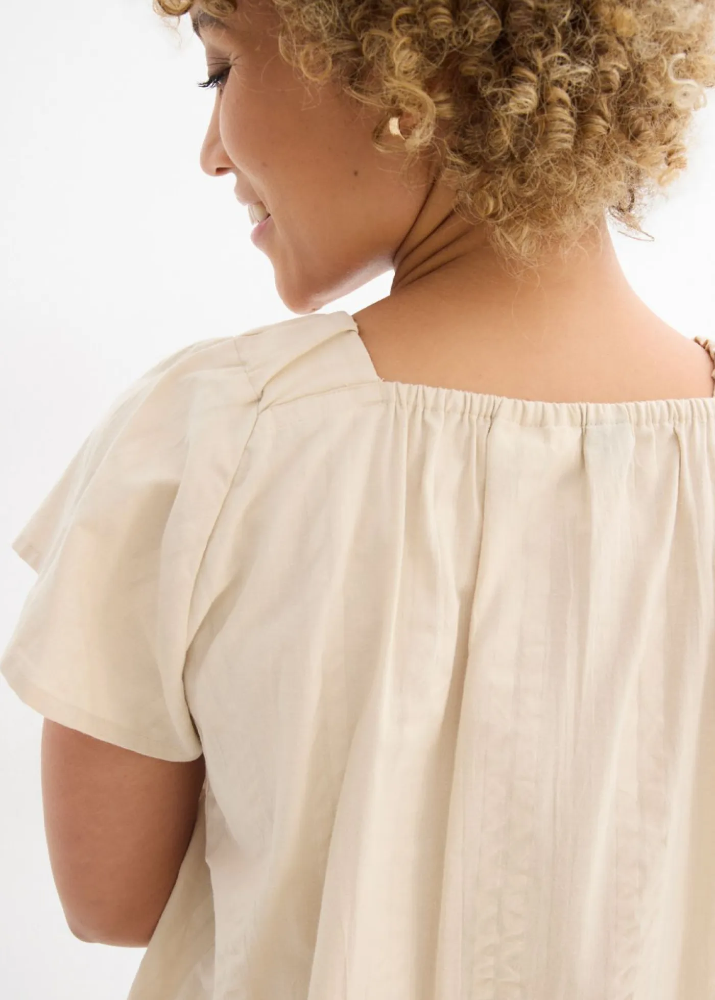 bonprix bonprix Camisas Y Blusas>Blusa tipo túnica de milrayas de algodón Arena claro