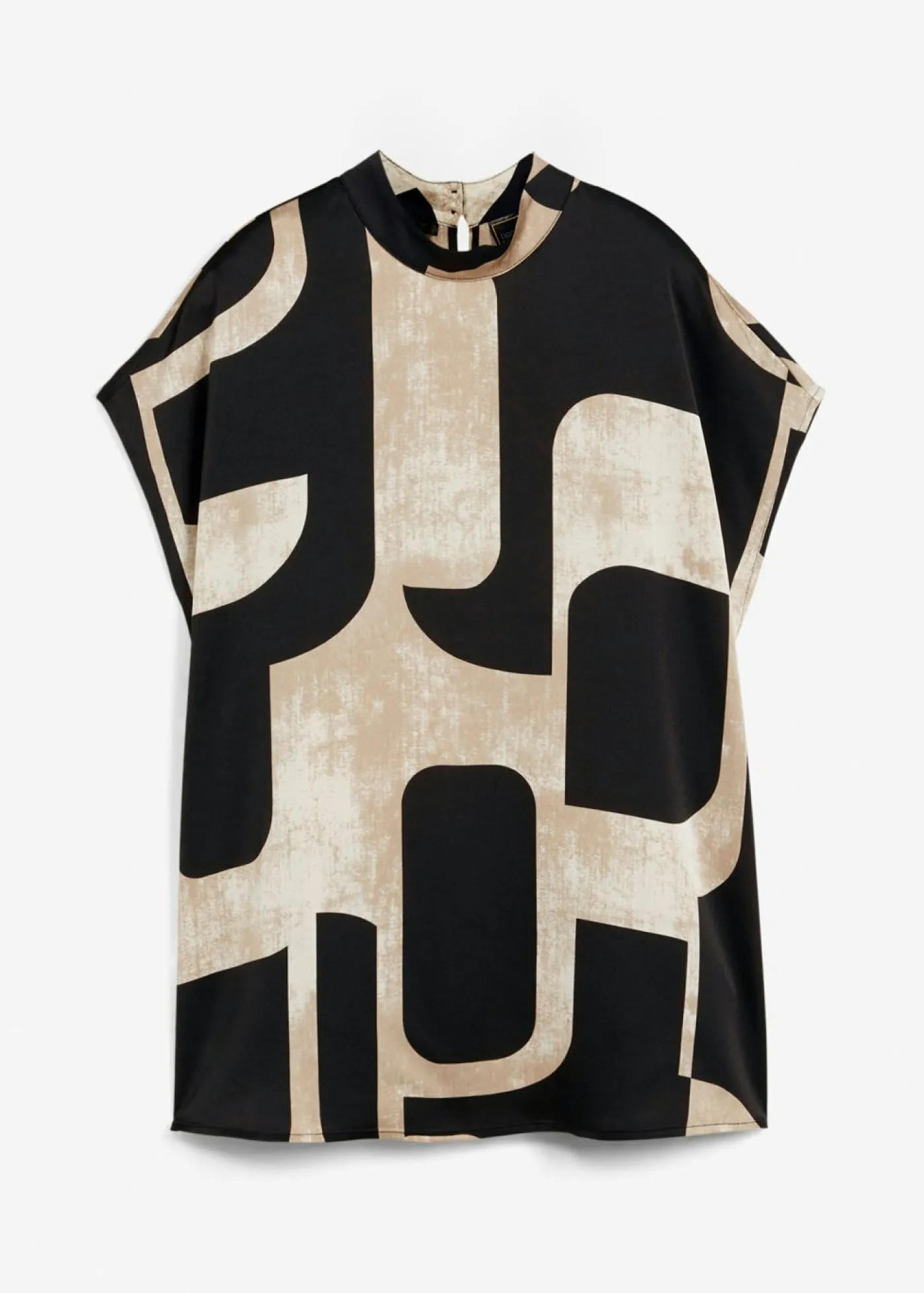 bonprix bonprix Camisas Y Blusas>Blusa tipo túnica de staén negro/gris guijarro/beige-kaki