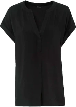 bonprix bonprix Camisas Y Blusas>Blusa tipo túnica de viscosa pura Negro