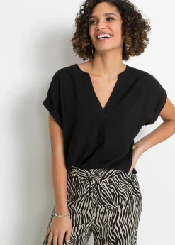 bonprix bonprix Camisas Y Blusas>Blusa tipo túnica de viscosa pura Negro