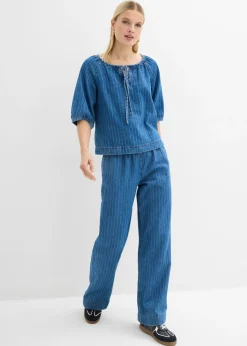 Mujer bonprix bonprix Blusa tipo túnica, vaquera, de algodón