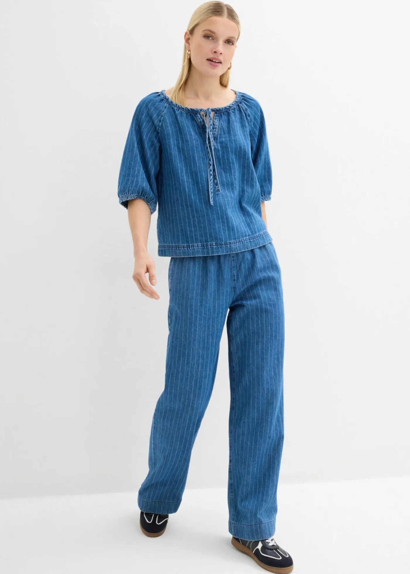 Mujer bonprix bonprix Blusa tipo túnica, vaquera, de algodón