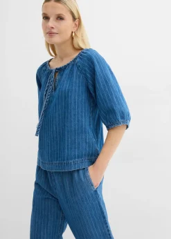 Mujer bonprix bonprix Blusa tipo túnica, vaquera, de algodón