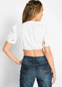 Mujer bonprix bonprix Blusa tirolesa con encaje calado