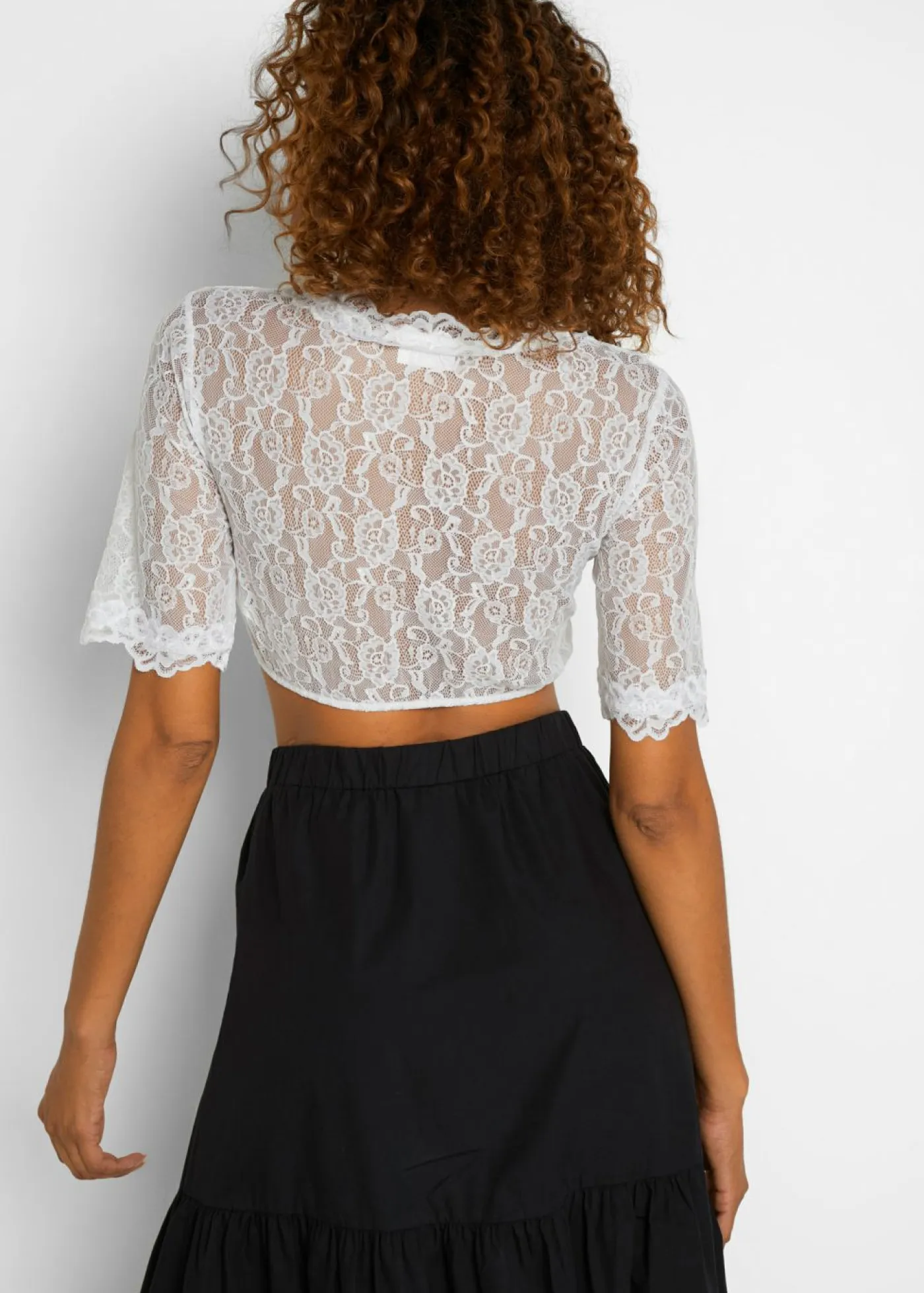 bonprix bonprix Camisas Y Blusas>Blusa tirolesa de encaje Blanco