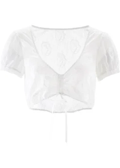 bonprix bonprix Camisas Y Blusas>Blusa tirolesa de encaje Blanco