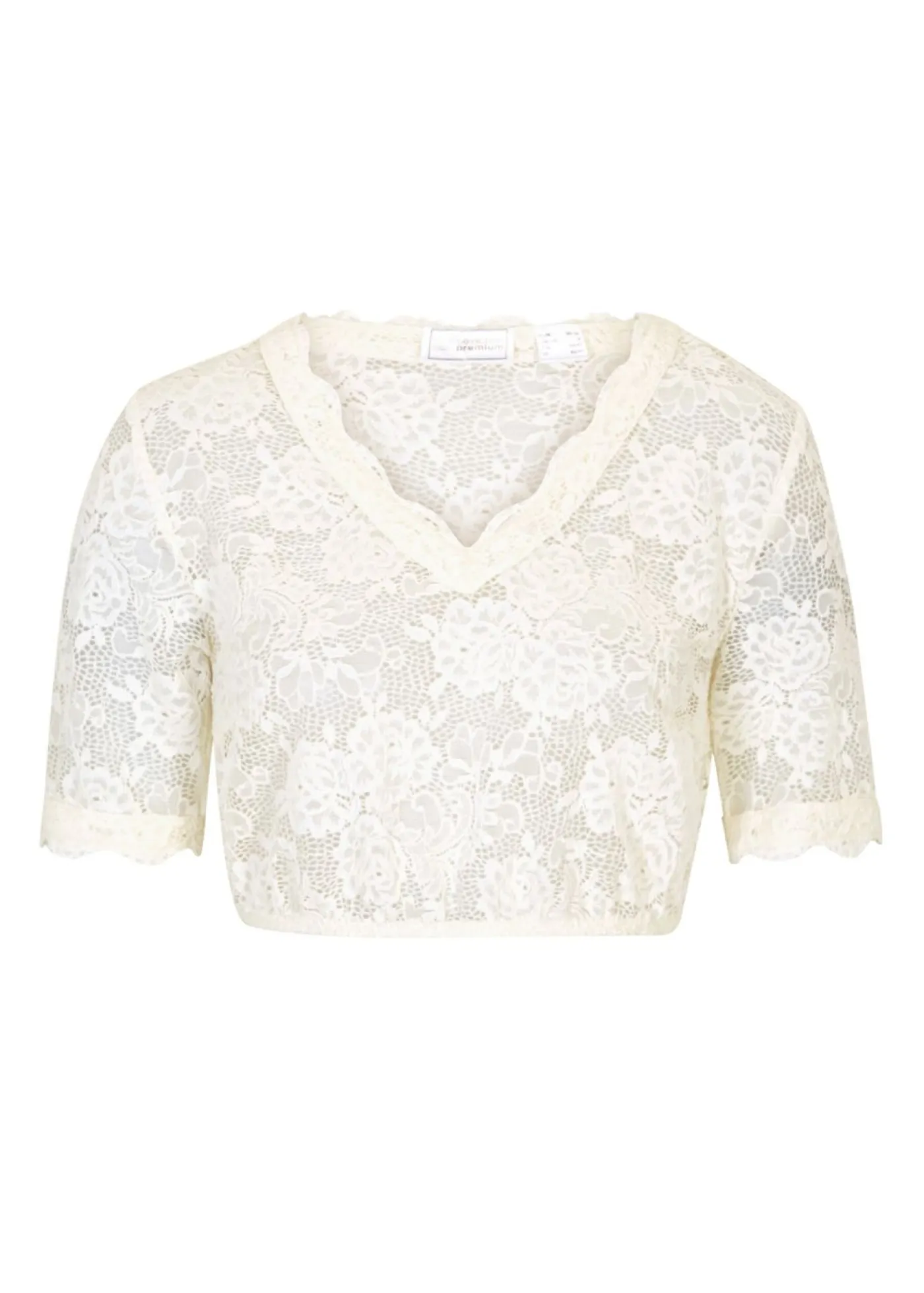 bonprix bonprix Camisas Y Blusas>Blusa tirolesa de encaje con botones Blanco lana