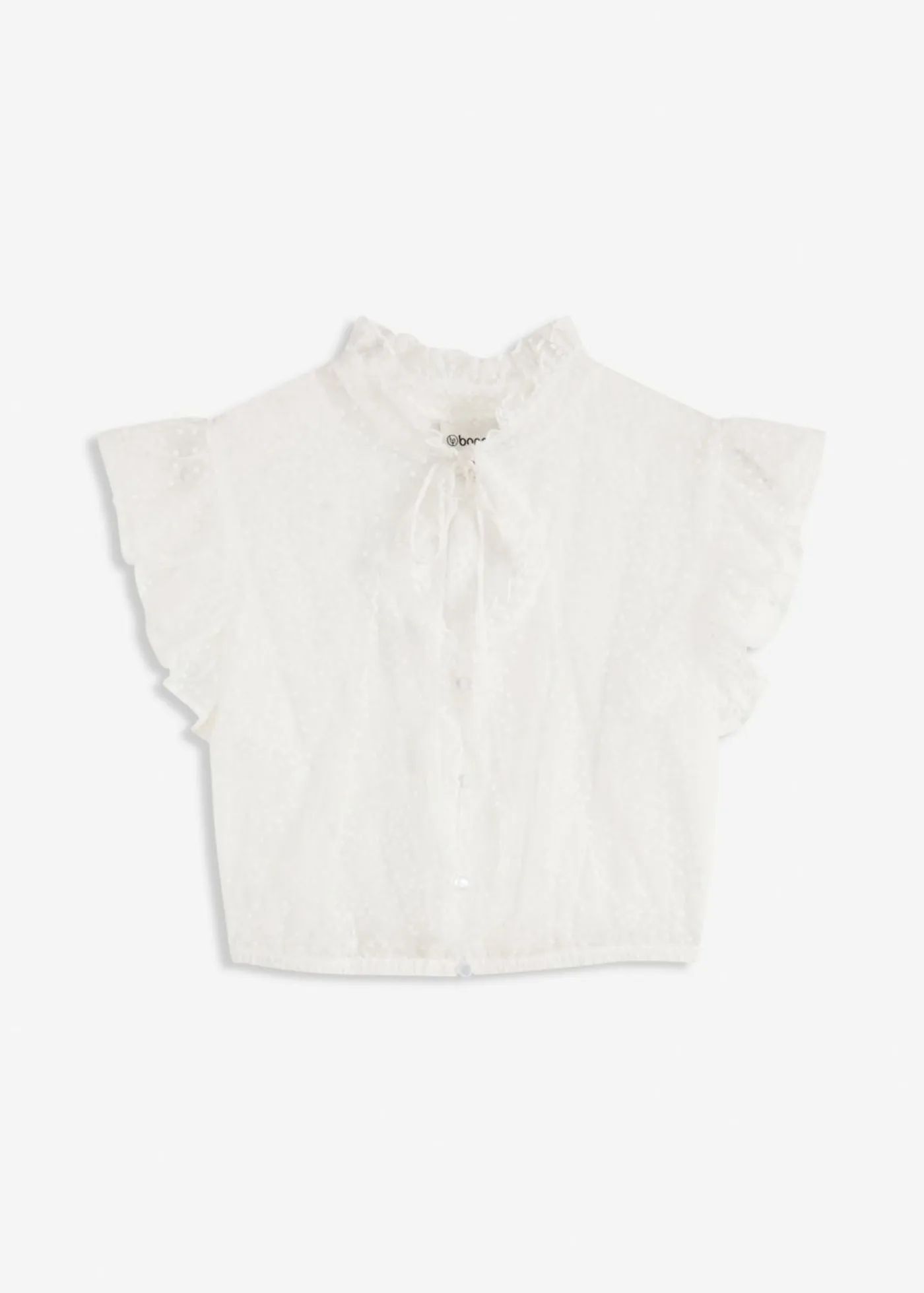 Mujer bonprix bonprix Blusa tirolesa de tul delicado con estampado de lunares