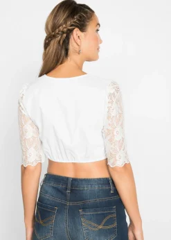 Mujer bonprix bonprix Blusa tradicional con manga de encaje