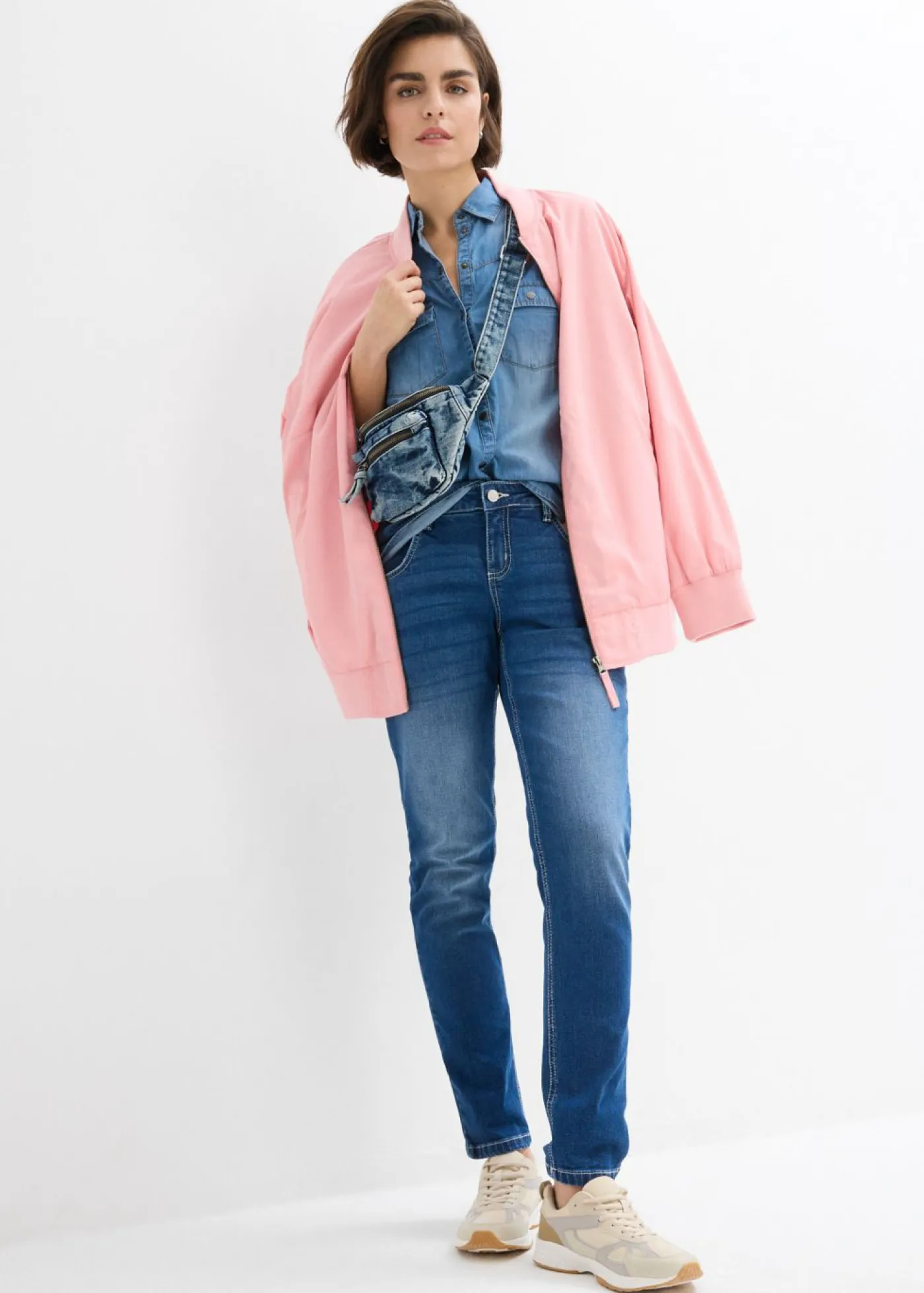 bonprix bonprix Camisas Y Blusas>Blusa vaquera con cierres a presión azul provenzal