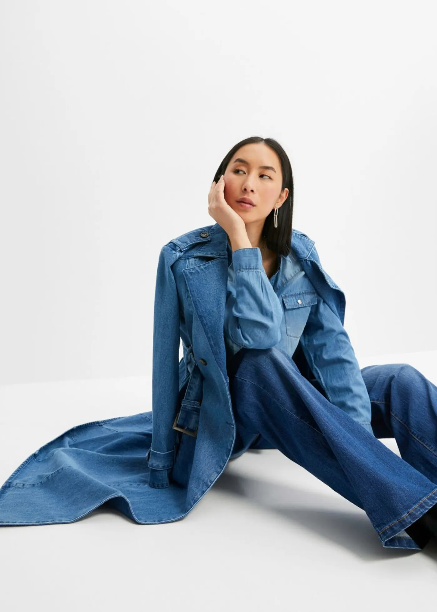 bonprix bonprix Camisas Y Blusas>Blusa vaquera con cierres a presión azul provenzal