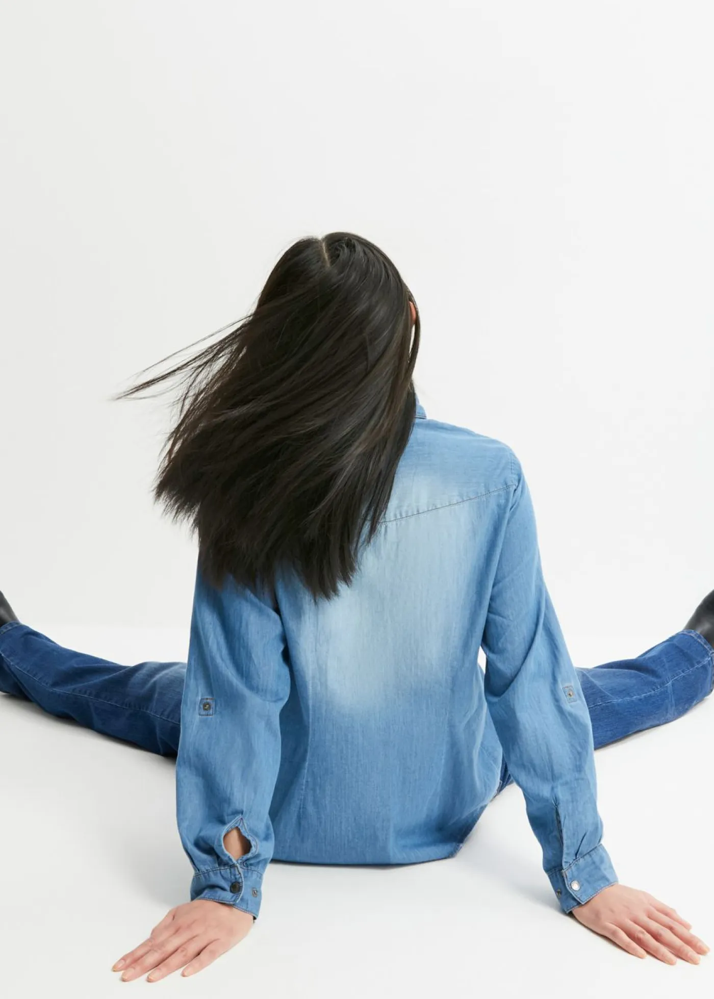 bonprix bonprix Camisas Y Blusas>Blusa vaquera con cierres a presión azul provenzal