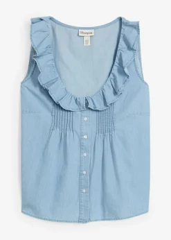 bonprix bonprix Camisas Y Blusas|Camisetas>Blusa vaquera de algodón orgánico Denim claro