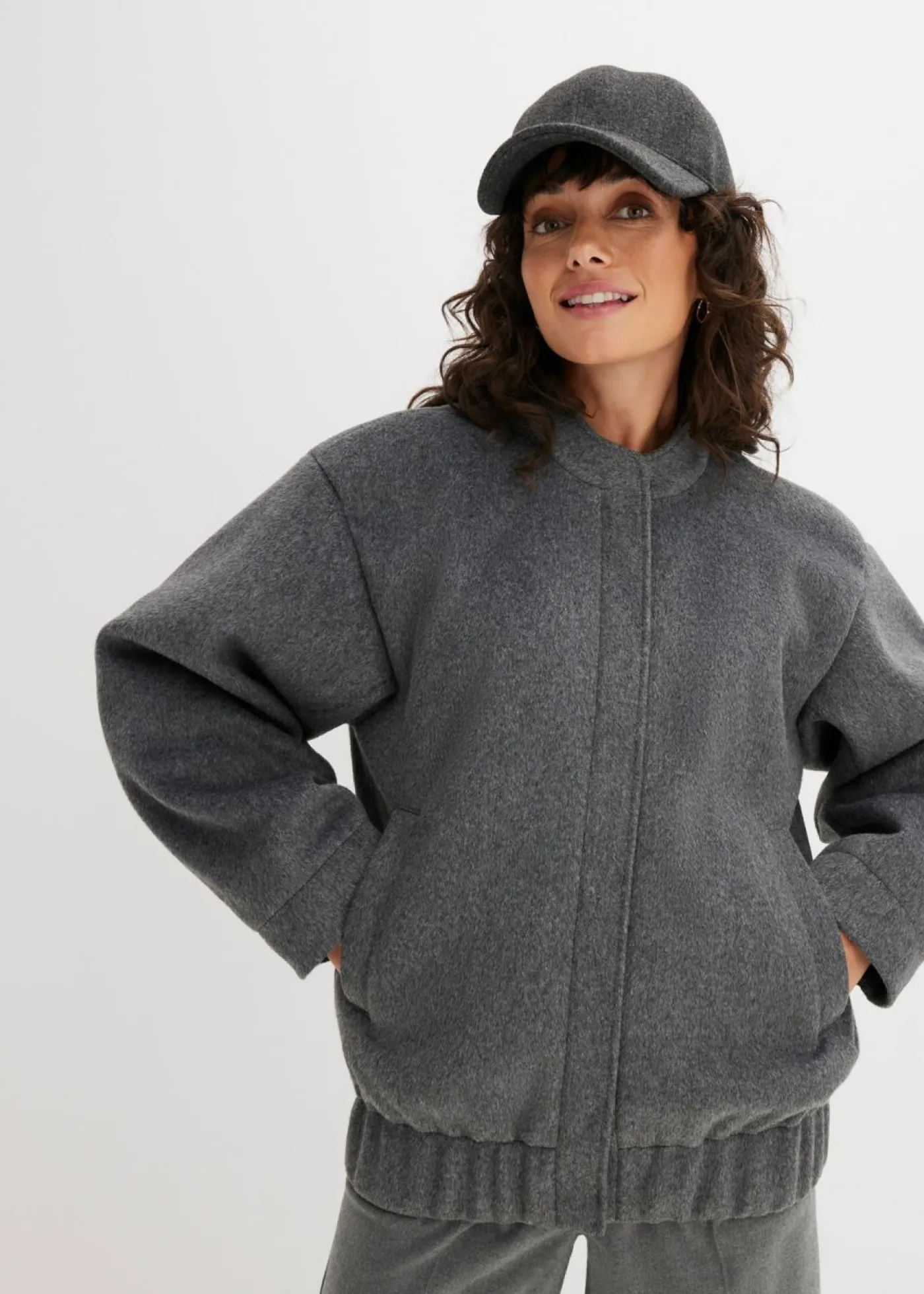 bonprix bonprix Esenciales|Chaquetas Y Abrigos>Blusón antracita jaspeado moteado