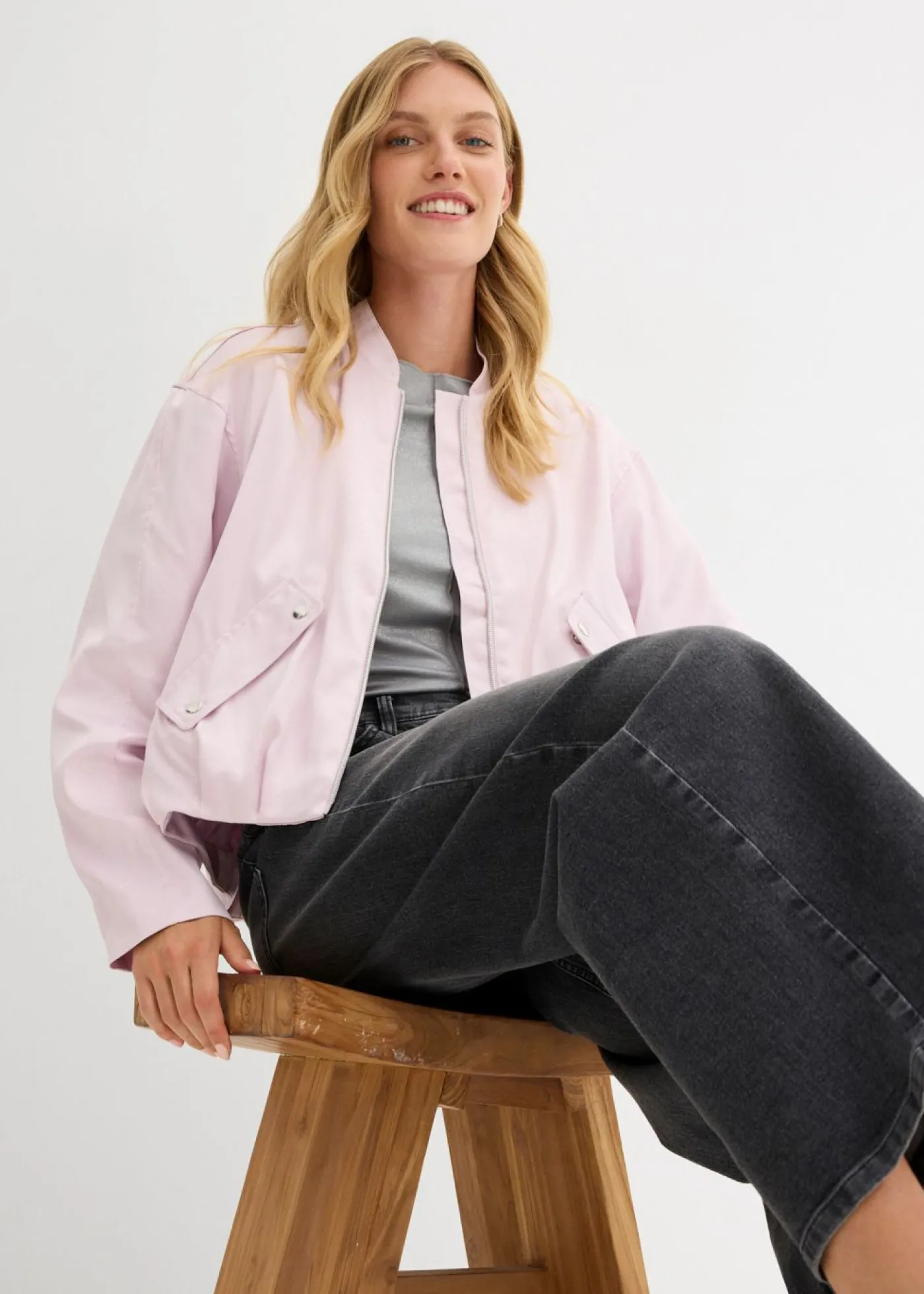 bonprix bonprix Esenciales|Chaquetas Y Abrigos>Blusón suave de mezcla de viscosa brillante Lila empolvado