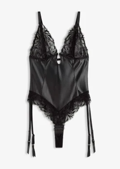 bonprix bonprix Bodies>Body con efecto mojado y tirantes desmontables Negro