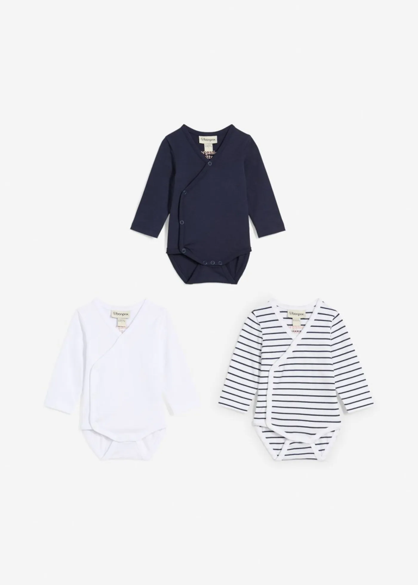 Niños bonprix bonprix Body de manga larga de algodón orgánico para bebés (3 unidades)
