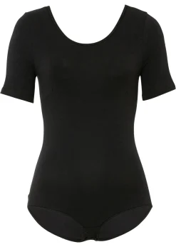 bonprix bonprix Ropa Interior De Algodón|Bodies>Body de media manga con algodón Negro