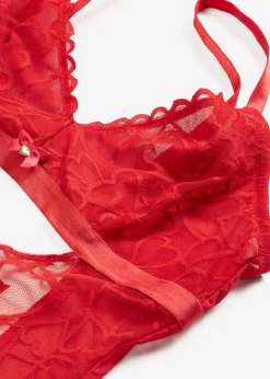bonprix bonprix Bodies|Lencería>Body de tanga con encaje de corazones Rojo salsa