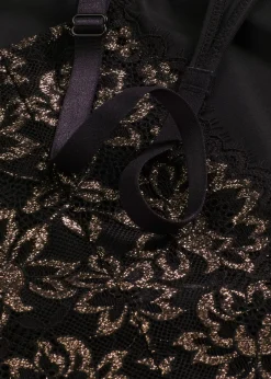 bonprix bonprix Bodies|Ropa Interior Moldeadora>Body moldeador con efecto moldeador ligero e hilo brillante Negro-cobre metalizado