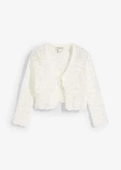 bonprix bonprix Ropa 9 A 16 Años·Sudaderas Y Jerséis>Bolero con bordado y mangas 3/4 Blanco