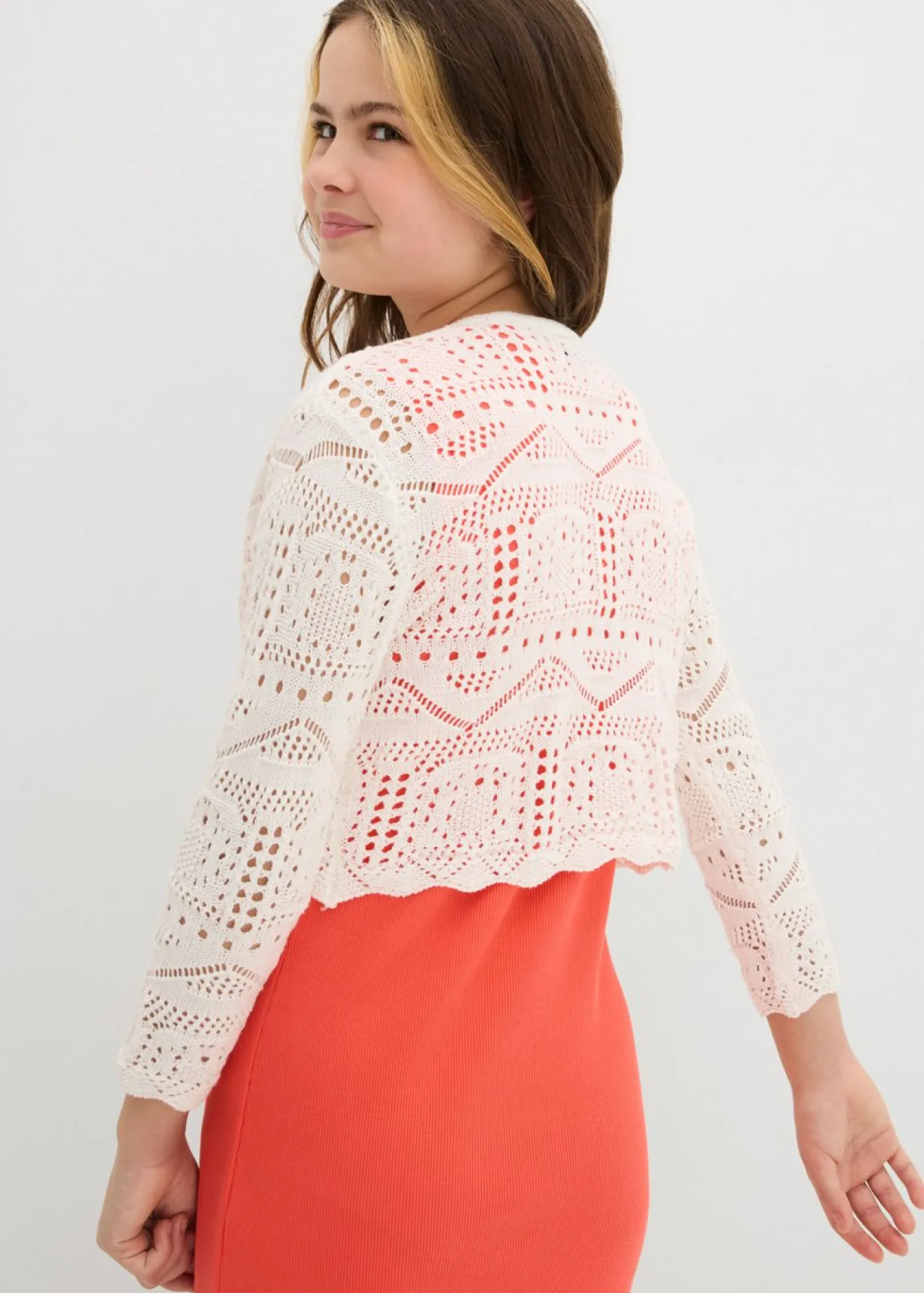 bonprix bonprix Ropa 9 A 16 Años·Sudaderas Y Jerséis>Bolero con bordado y mangas 3/4 Blanco