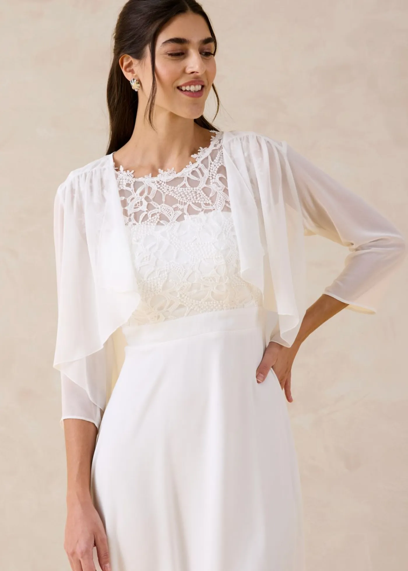 bonprix bonprix Chaquetas Y Abrigos|Ropa Elegante>Bolero de gasa fina Blanco lana
