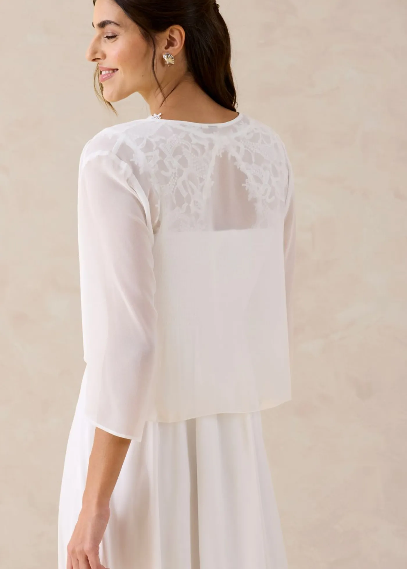 bonprix bonprix Chaquetas Y Abrigos|Ropa Elegante>Bolero de gasa fina Blanco lana