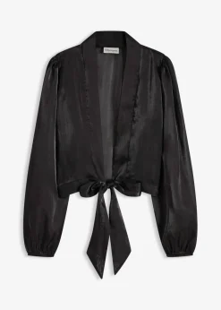 bonprix bonprix Chaquetas Y Abrigos|Ropa Elegante>Bolero de tul fino con detalle de lazo Negro