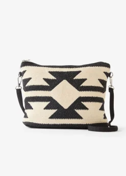 bonprix bonprix Bolsos>Bolso bandolera de lona Beige natural/negro con estampado gráfico
