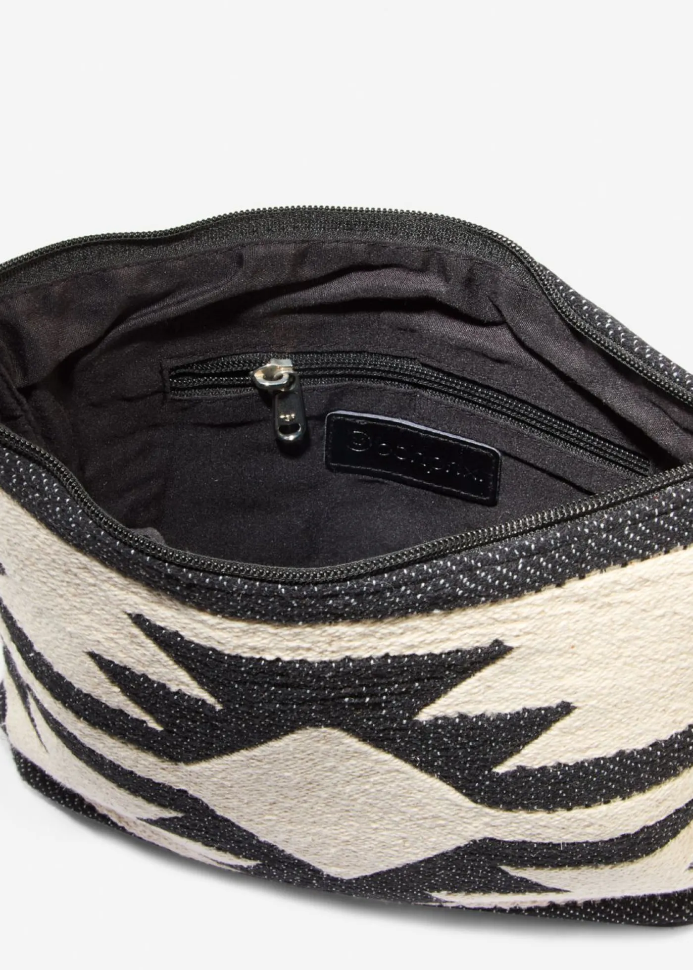 bonprix bonprix Bolsos>Bolso bandolera de lona Beige natural/negro con estampado gráfico