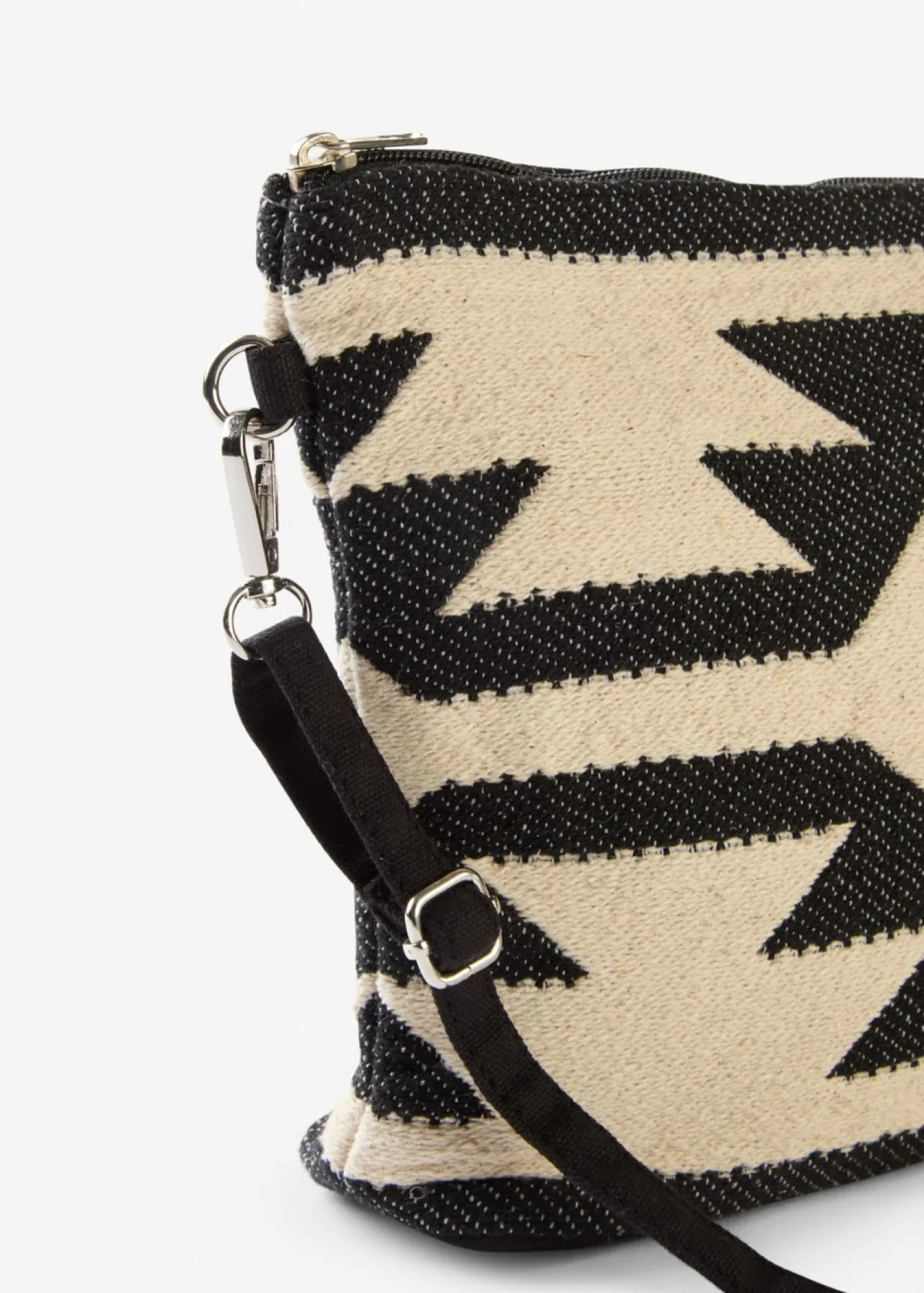 bonprix bonprix Bolsos>Bolso bandolera de lona Beige natural/negro con estampado gráfico