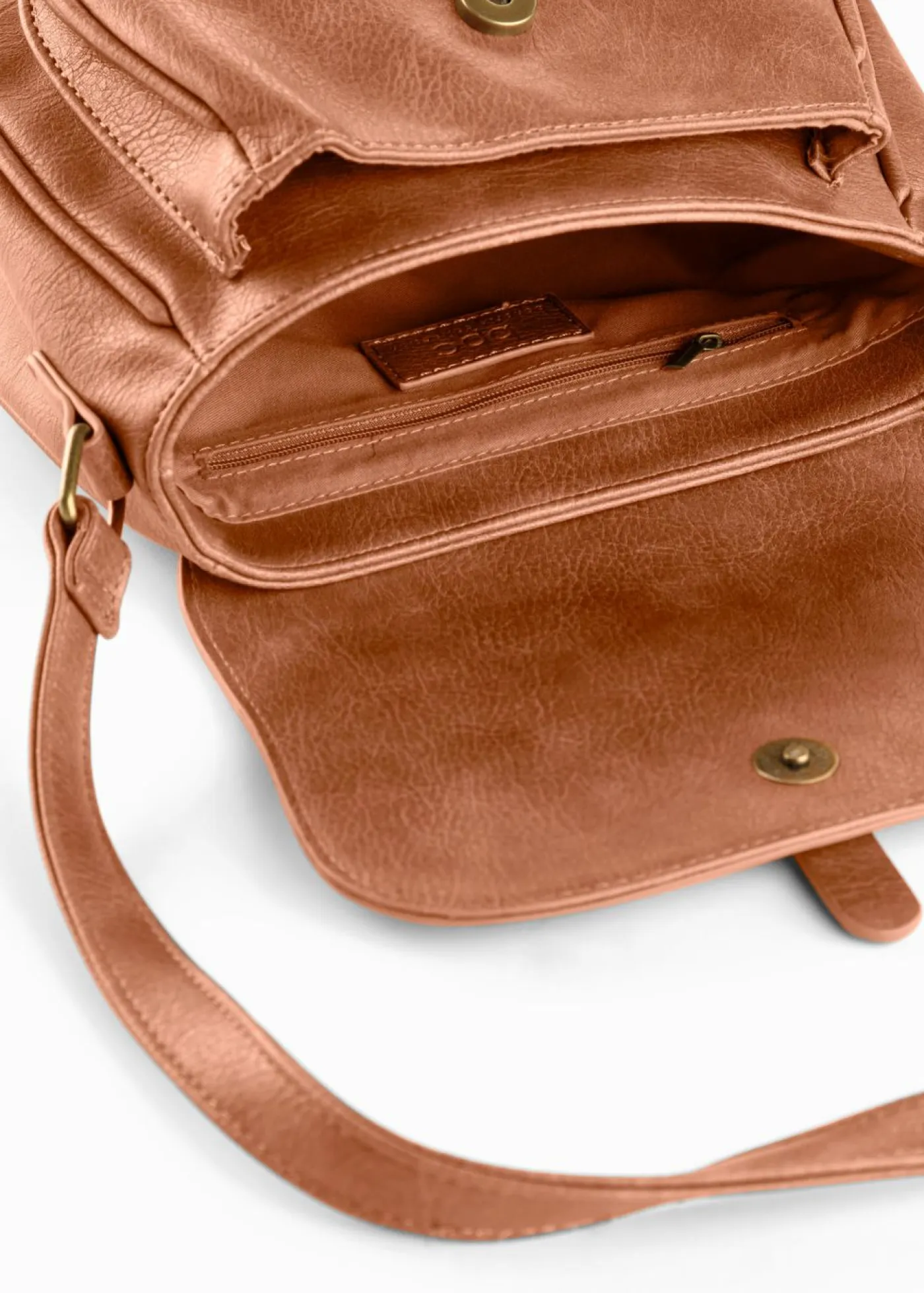 bonprix bonprix Complementos Temáticos·Accesorios Veganos|Bolsos>Bolso bandolera pequeño con detalle de hebilla Coñac