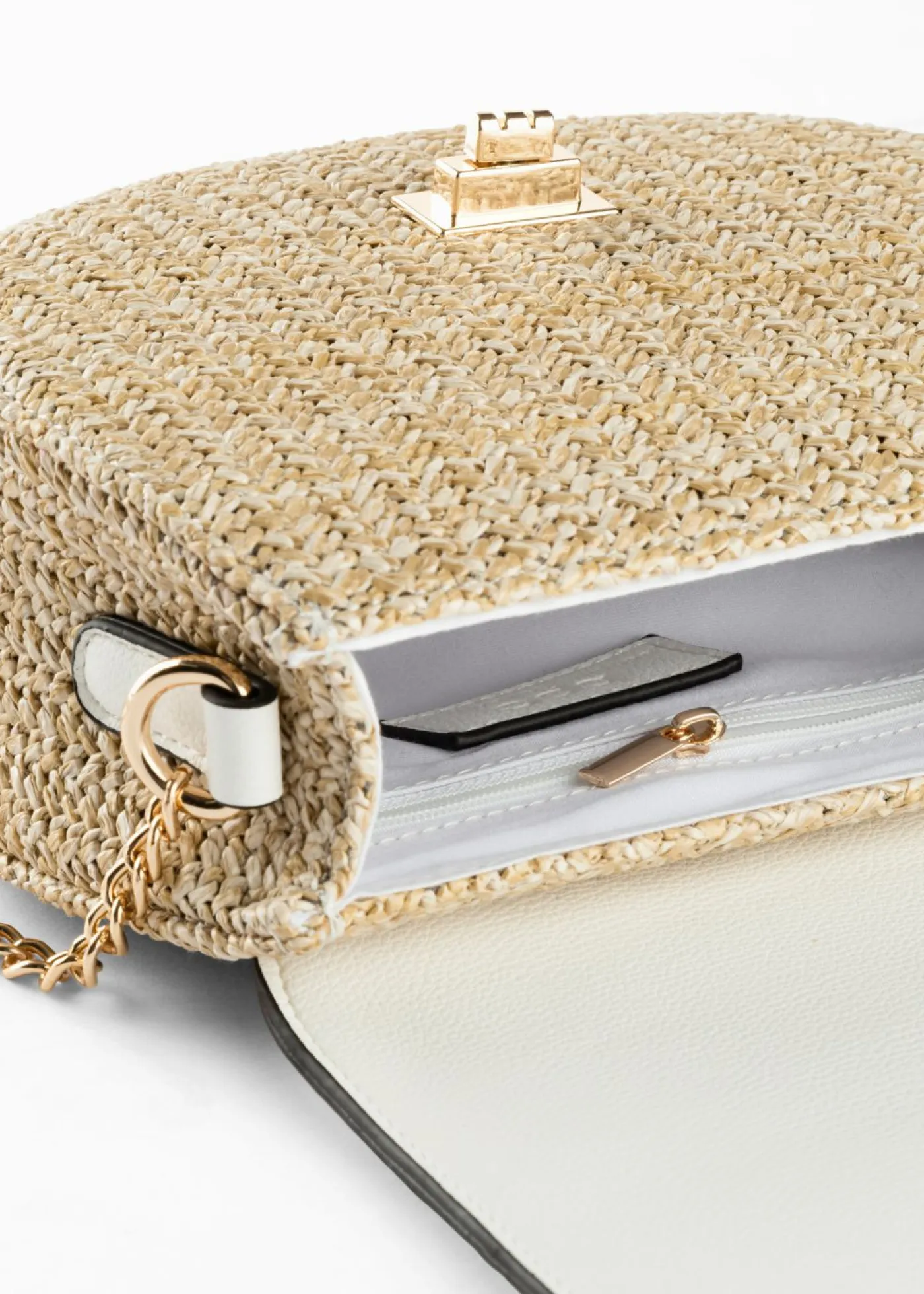 bonprix bonprix Bolsos|Ropa De Playa>Bolso de estilo bandolera de paja Blanco-crudo