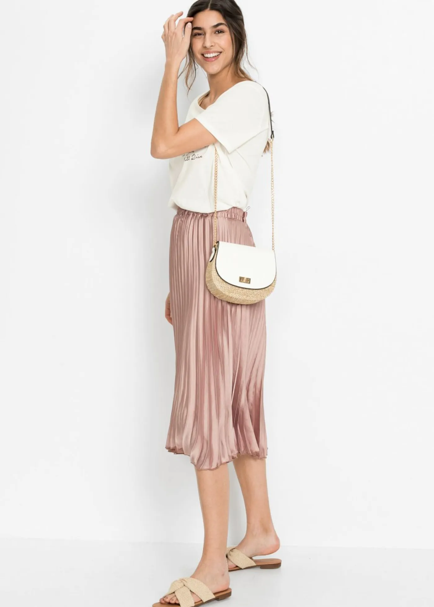 bonprix bonprix Bolsos|Ropa De Playa>Bolso de estilo bandolera de paja Blanco-crudo