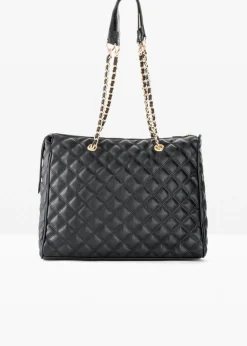 bonprix bonprix Bolsos>Bolso de mano con pespunte decorativo Negro-dorado