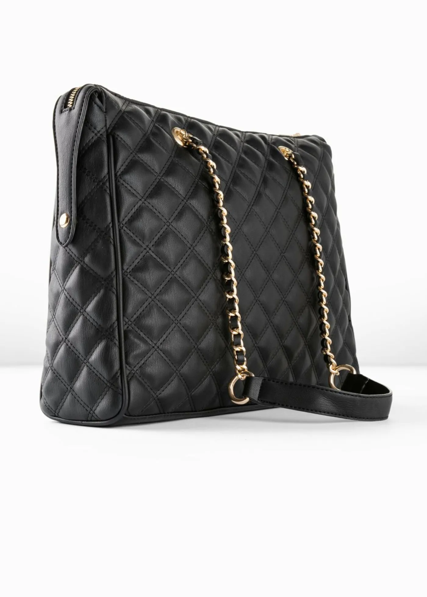 bonprix bonprix Bolsos>Bolso de mano con pespunte decorativo Negro-dorado