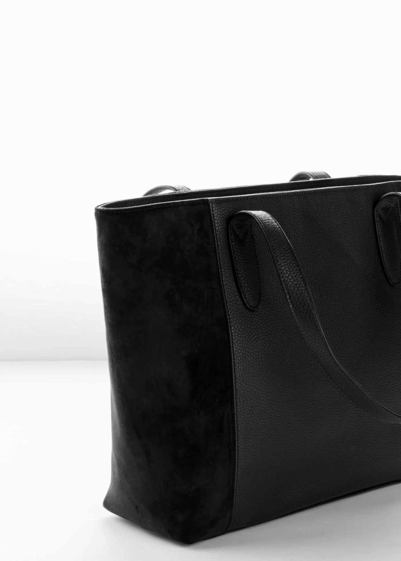 bonprix bonprix Complementos Temáticos·Accesorios Veganos|Bolsos>Bolso shopper grande con mezcla de materiales Negro