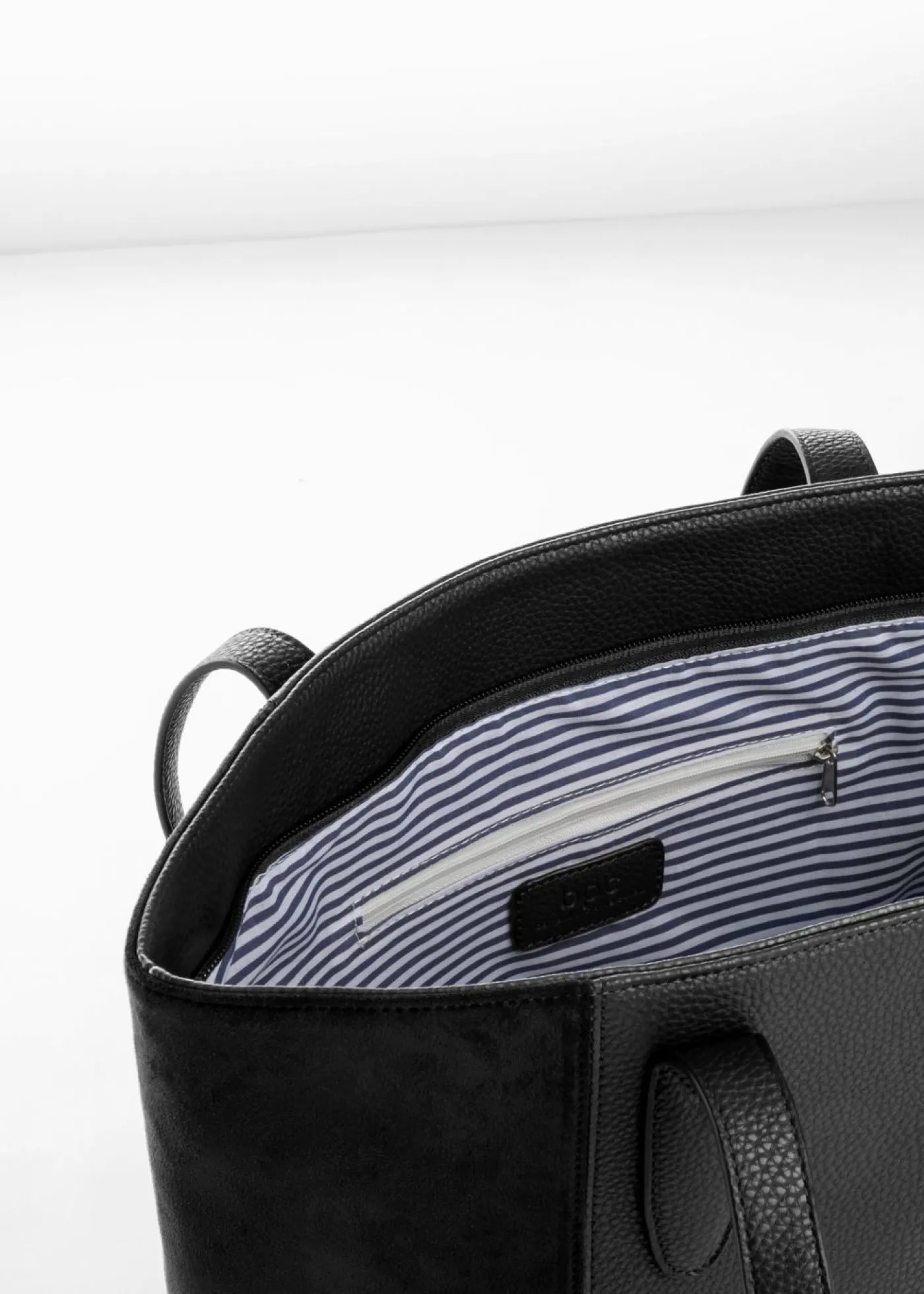 bonprix bonprix Complementos Temáticos·Accesorios Veganos|Bolsos>Bolso shopper grande con mezcla de materiales Negro