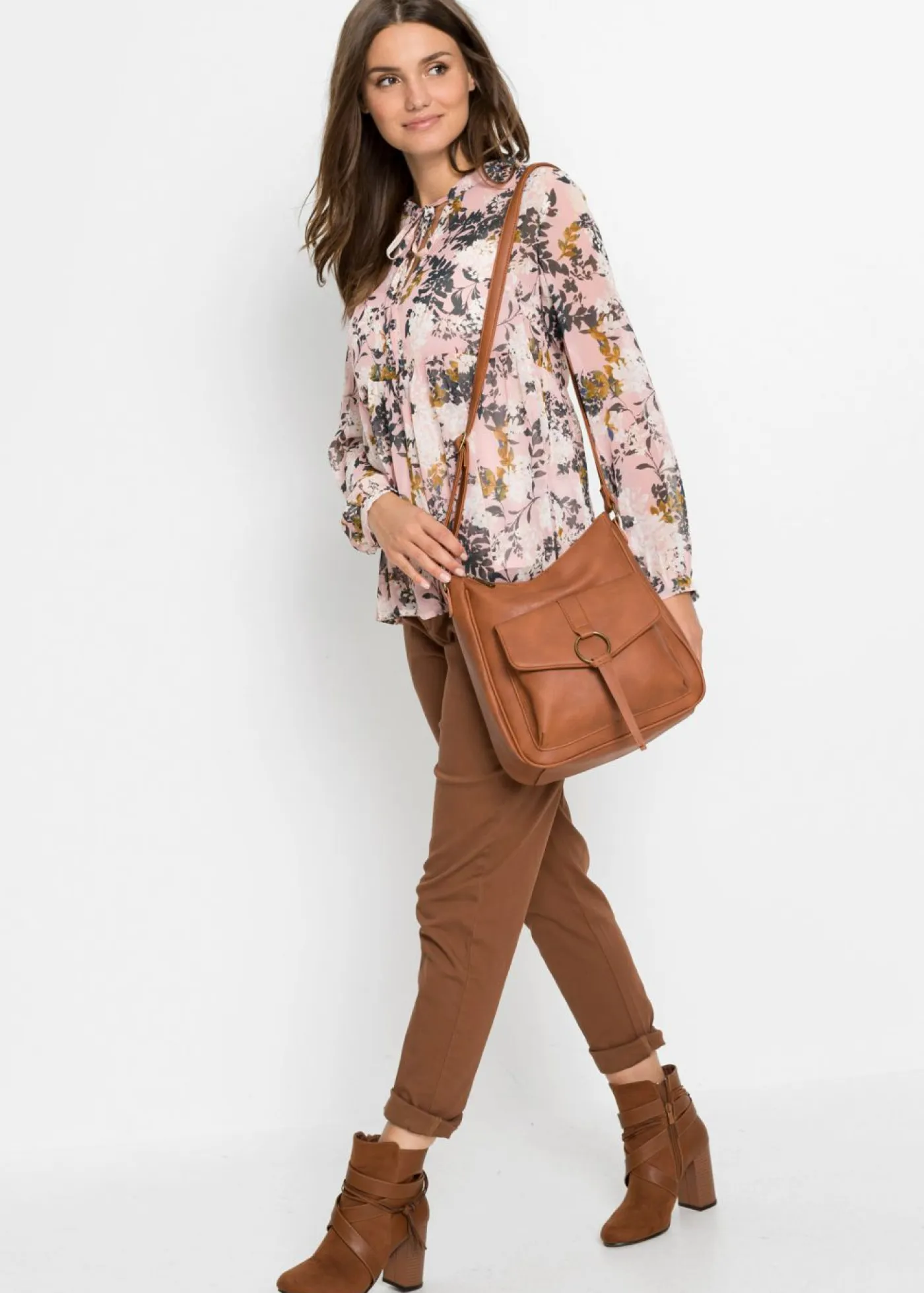 bonprix bonprix Bolsos>Bolso tipo bandolera, mediano, con detalle de hebilla Coñac