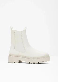 bonprix bonprix Tendencias·Zapatos Veganos|Botines De Nieve·Botines Chelsea>Botas Chelsea con suela perfilada blanco perla