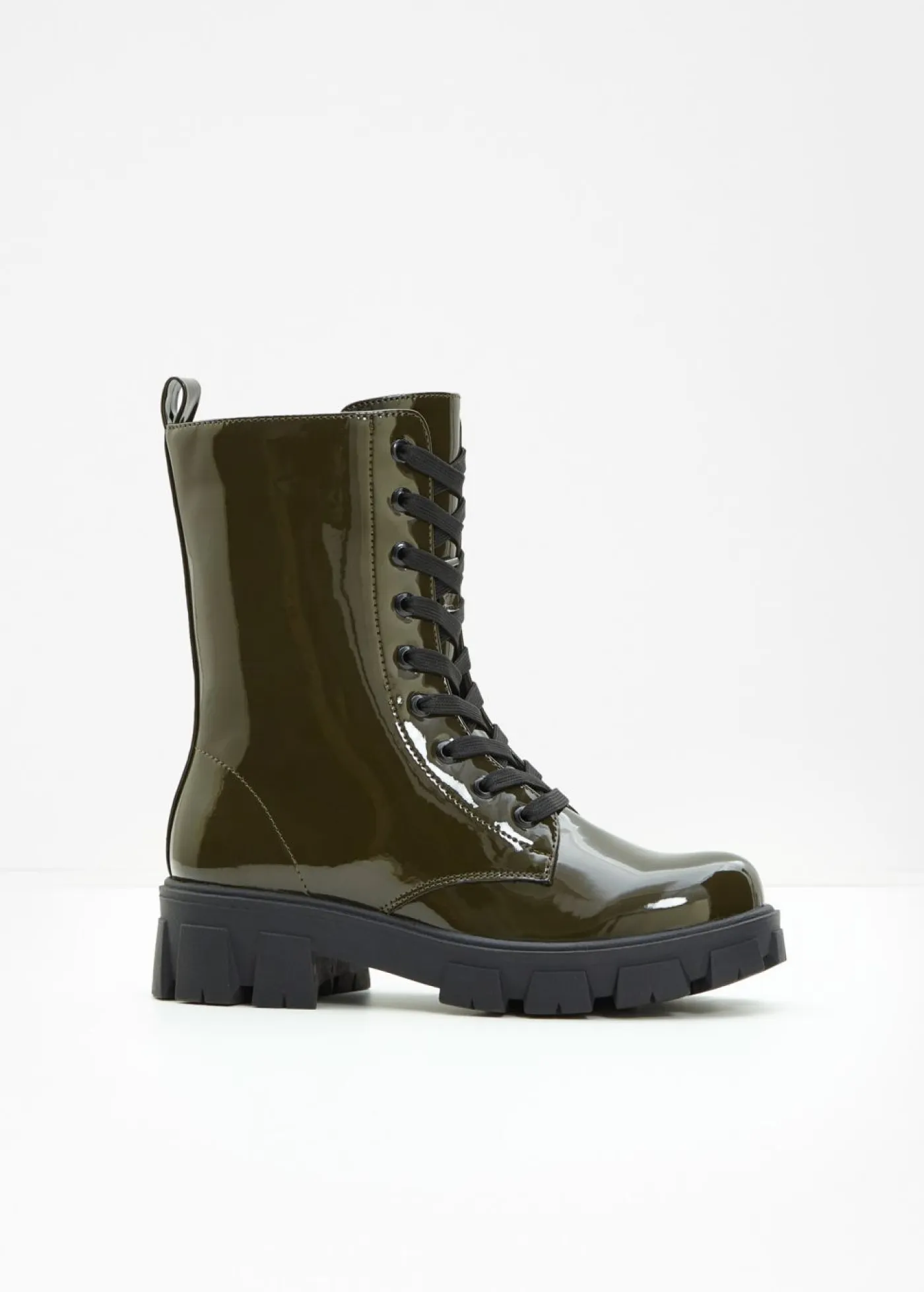 Mujer bonprix bonprix Botas con cordones y aspecto lacado