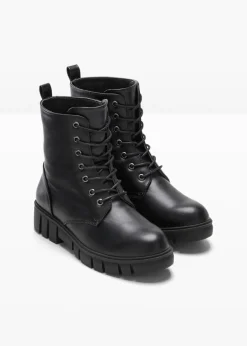 bonprix bonprix Tendencias·Zapatos Veganos|Botines De Nieve·Botas Con Cordones>Botas con cordones y suela perfilada Negro