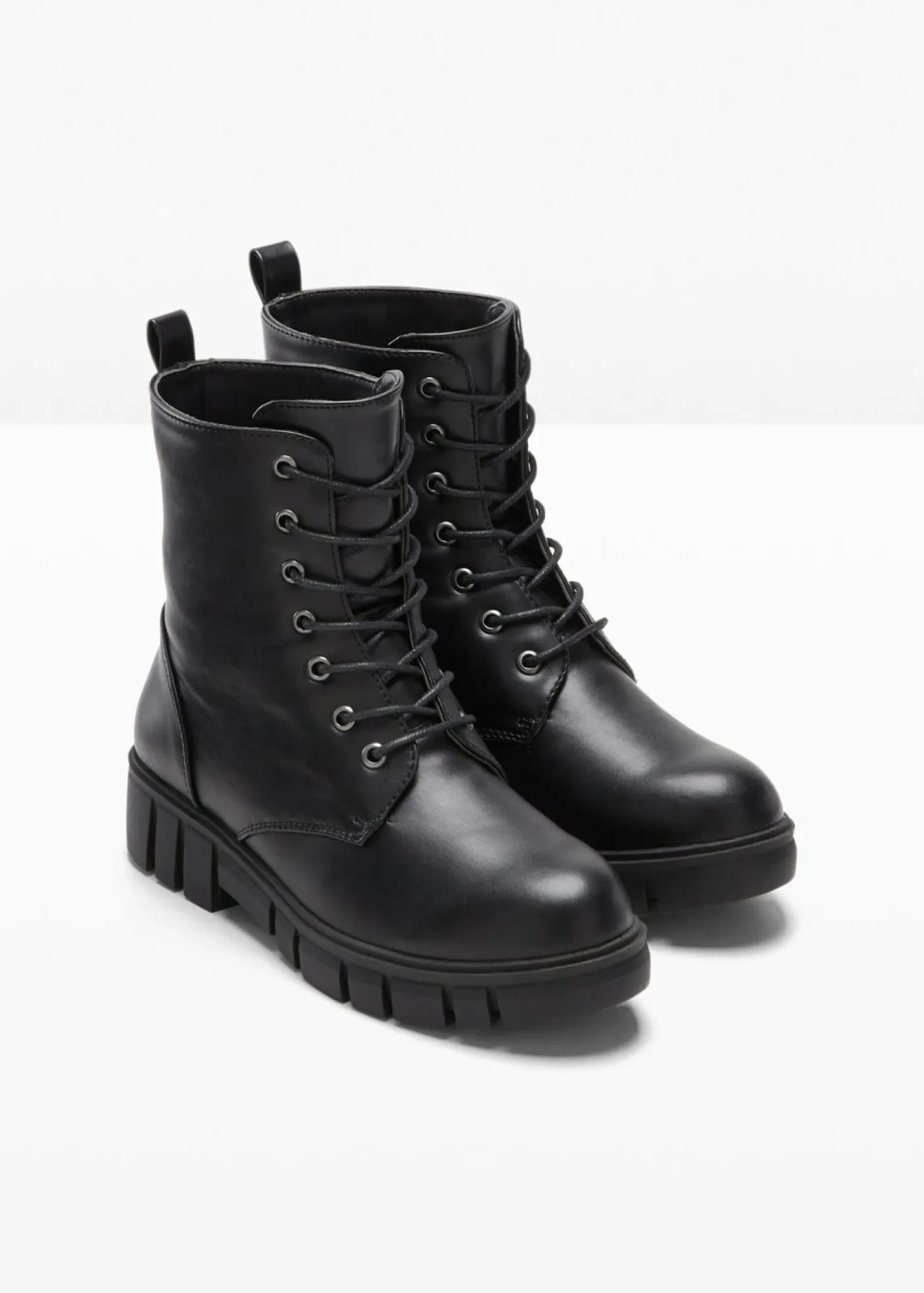 bonprix bonprix Tendencias·Zapatos Veganos|Botines De Nieve·Botas Con Cordones>Botas con cordones y suela perfilada Negro