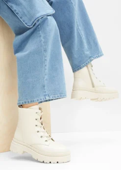 bonprix bonprix Botines De Nieve·Botas Con Cordones|Botines De Nieve·Botas Con Tacón>Botas con cordones y suela perfilada Beige