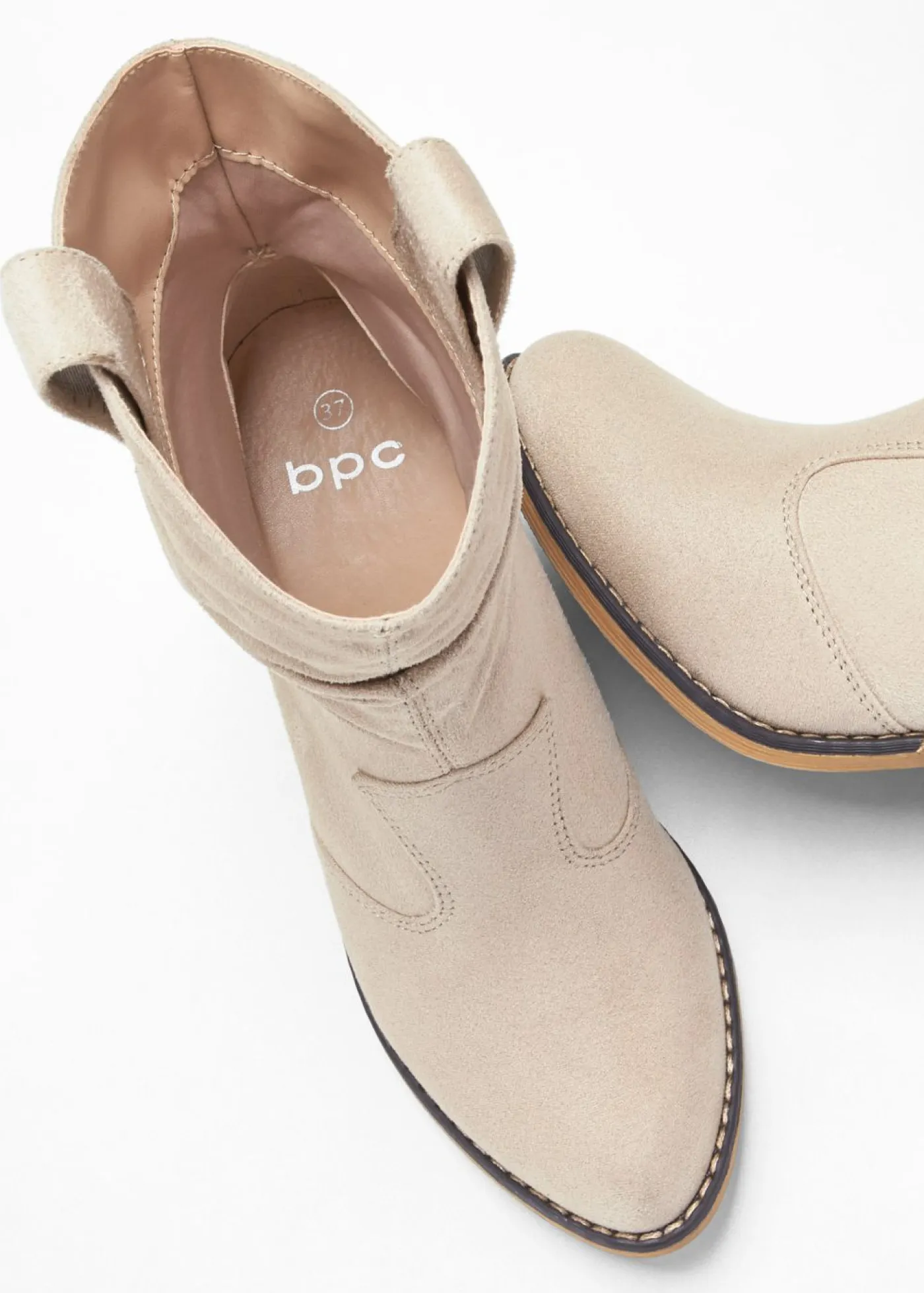 bonprix bonprix Botines>Botas de estilo cowboy con fruncido Beige